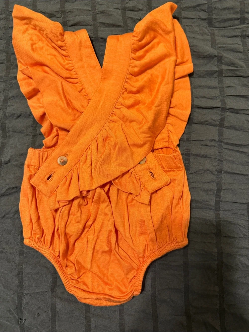 kate quinn Bright Orange Ruffle Sleeve One-Piece Bodysuit